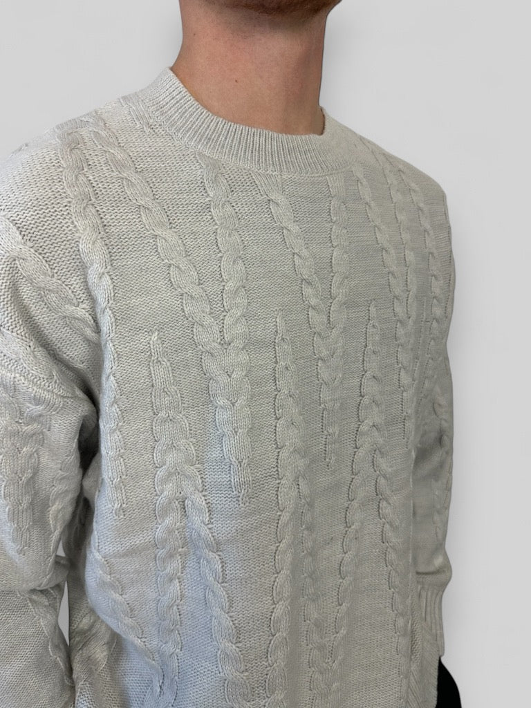 Maglione treccia oversize grigio