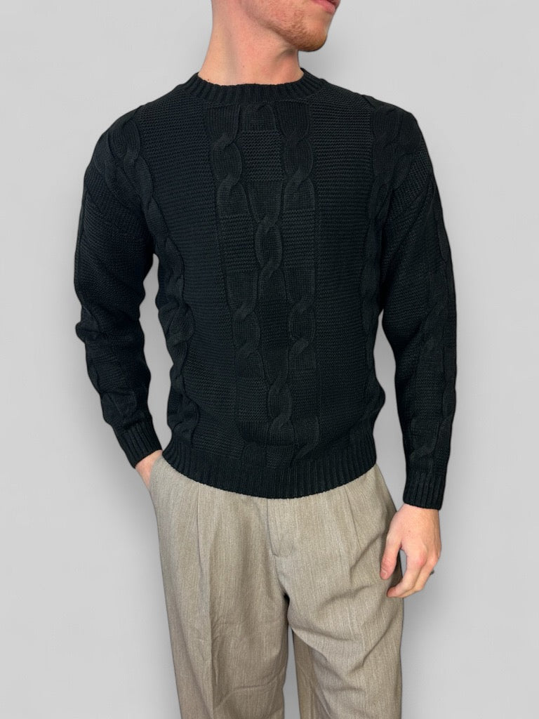 Maglione treccia nero