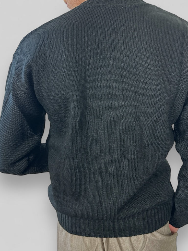 Maglione treccia nero