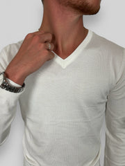 Maglione scollo a V bianco